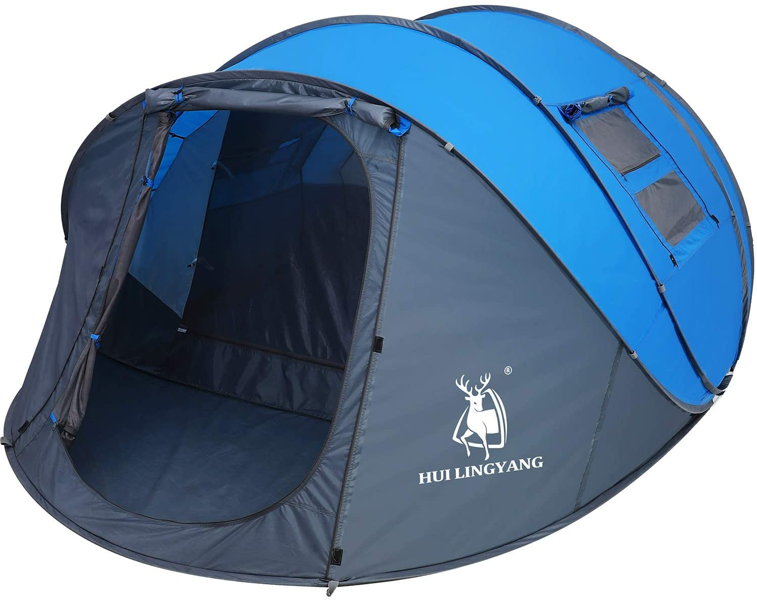 Pop up tent in two shades of blue